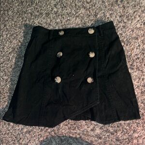 Very J Charcoal Skirt with Button Accents